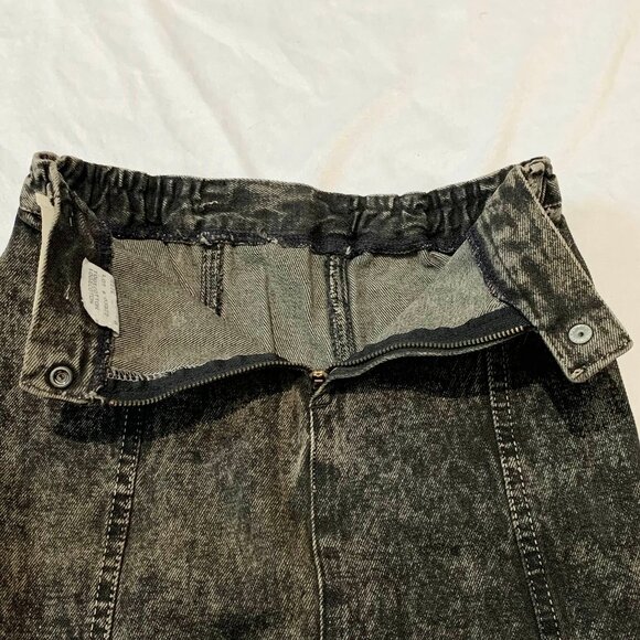 VINTAGE 1980s DEADSTOCK UFO Sport Black Denim Jean Mini Skirt Acid Wash Cotton - Picture 4 of 10
